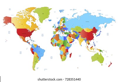 Detailed World Map Spot Colored Illustration Stock Vector (Royalty Free ...