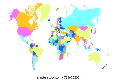 Color World Map Stock Vector (Royalty Free) 733760056