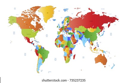 color world map.