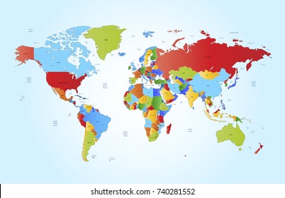 Colorful Hi Detailed Vector World Map Stock Vector (Royalty Free ...