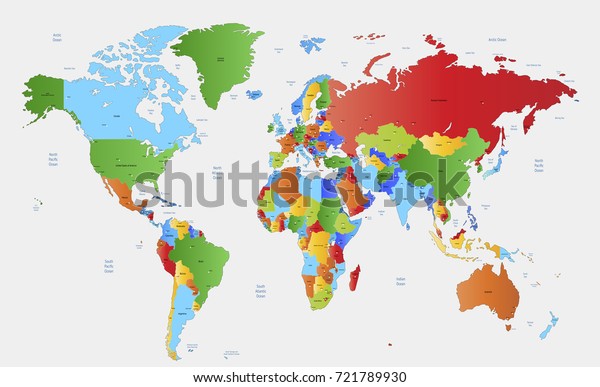 Color World Map Stock Vector (Royalty Free) 721789930