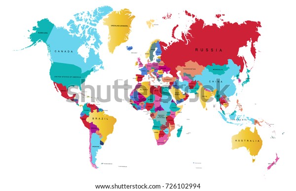 Color World Map Stock Vector (Royalty Free) 726102994