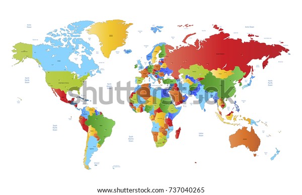 Color World Map Stock Vector (Royalty Free) 737040265