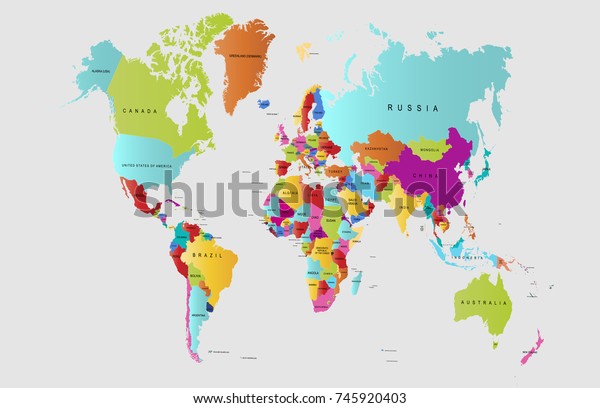Color World Map Stock Vector (Royalty Free) 745920403 | Shutterstock