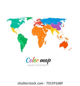 Color World map.All elements are separated in editable layers clearly labeled. Vector illustration