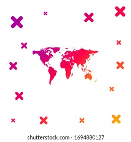 Color World Map Symbol einzeln auf weißem Hintergrund. Gradient zufällige dynamische Formen. Vektorillustration-Illustration