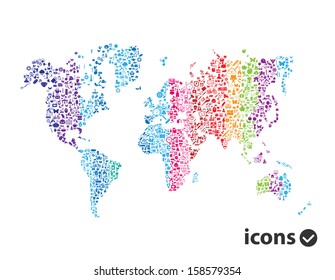 Color World Map on white