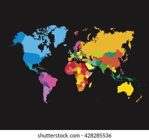 Color world map template. Vector flat map 