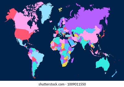color world map vector