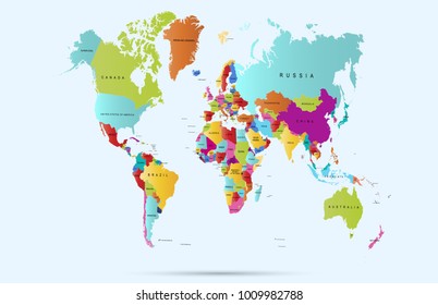 color world map vector