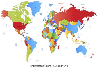 color world map vector
