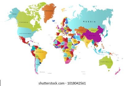 color world map vector