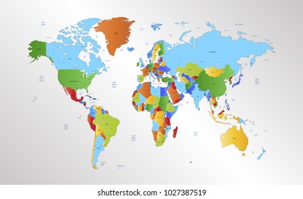 color world map vector
