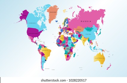 color world map vector