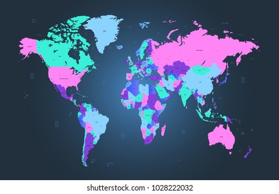 color world map vector