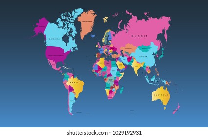 color world map vector