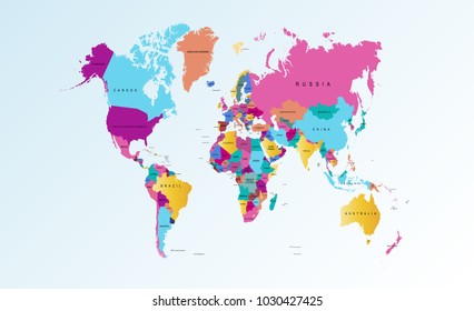 color world map vector