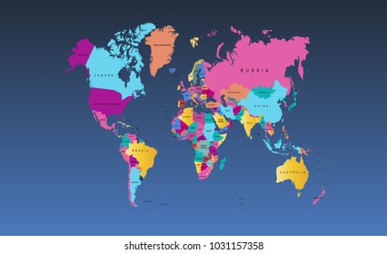 color world map vector