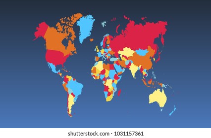 color world map vector