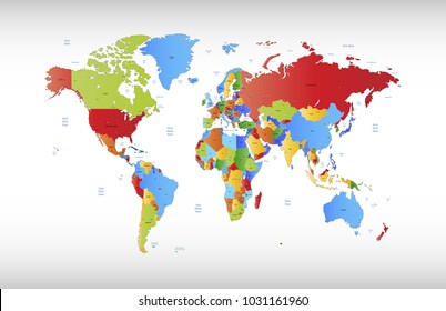 color world map vector