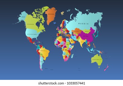 color world map vector