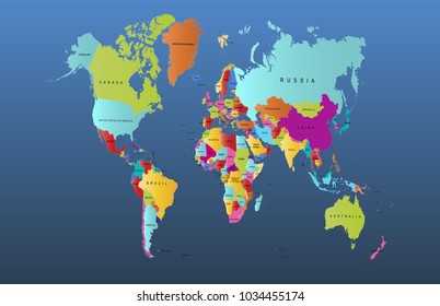 color world map vector
