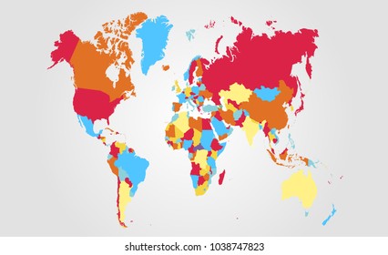 Political Map World Colorful World Mapcountries Vector De Stock Libre