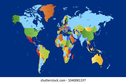 color world map vector