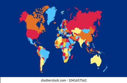color world map vector