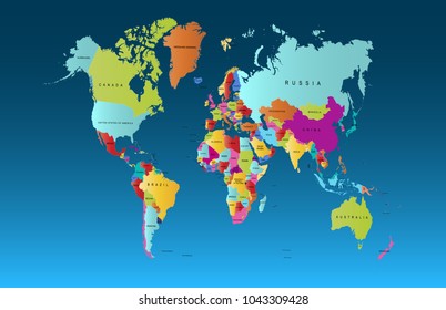 color world map vector