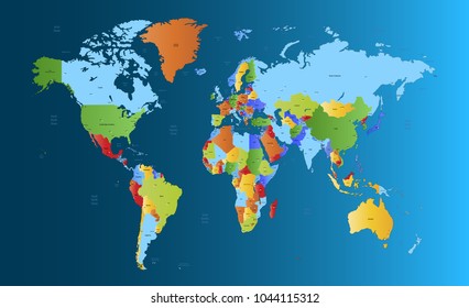 color world map vector