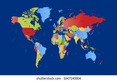 color world map vector