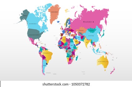 color world map vector