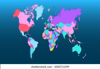 color world map vector