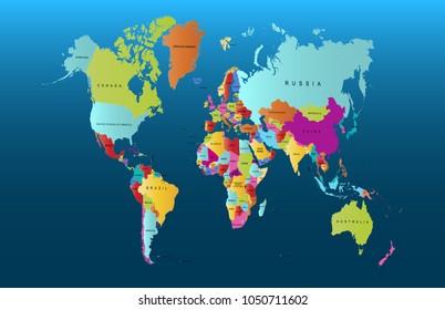 Color World Map Vector Stock Vector (Royalty Free) 1050711602 ...