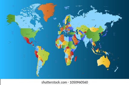 color world map vector