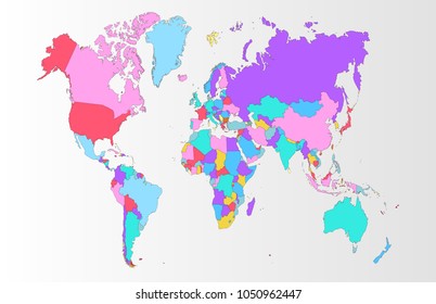 color world map vector