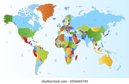 color world map vector