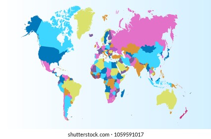 color world map vector