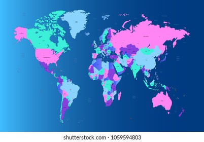 color world map vector
