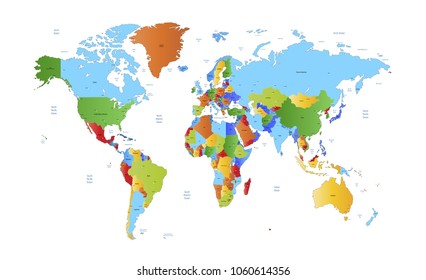 color world map vector