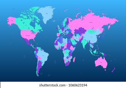 color world map vector