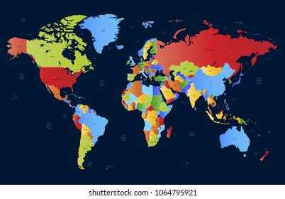 color world map vector