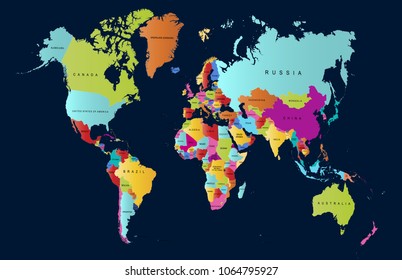 color world map vector