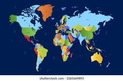 color world map vector