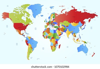 color world map vector