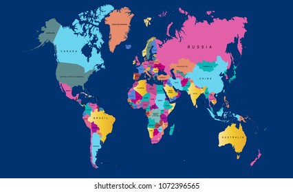 color world map vector