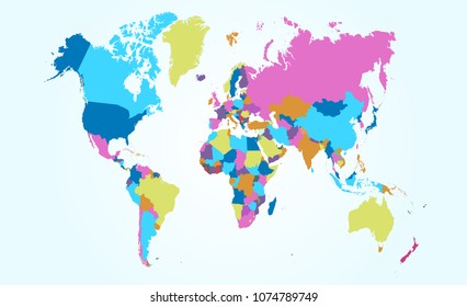 color world map vector