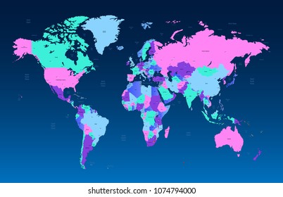 color world map vector