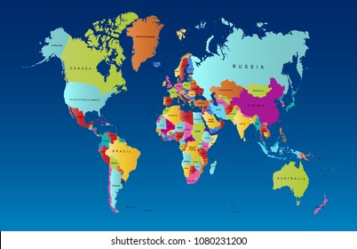 color world map vector